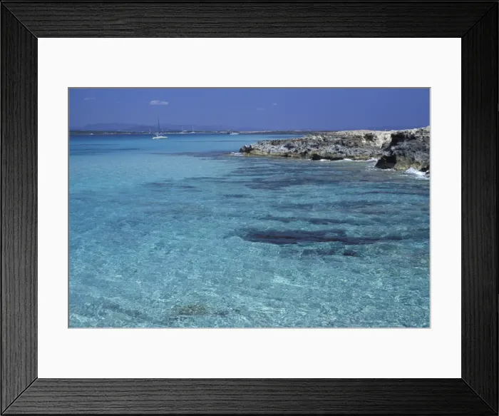 Framed Print : Rocky coast and sea, Formentera, Balearic Islands, Spain, Mediterranean, Europe Framed Print : Rocky coast and sea, Formentera, Balearic Islands, Spain, Mediterranean, Europe