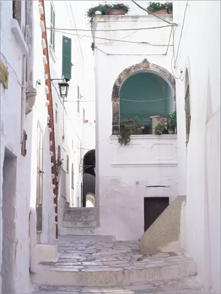 Typical street, Ostuni, Puglia, Italy, Europe