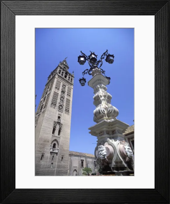 Framed Print : Cathedral, Bell Tower and fountain, Seville, Andalucia, Spain, Europe Framed Print : Cathedral, Bell Tower and fountain, Seville, Andalucia, Spain, Europe