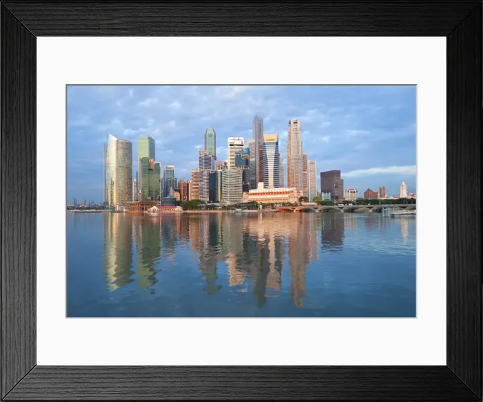 Framed Print : Skyline and Financial district at dawn, Singapore, Southeast Asia, Asia Framed Print : Skyline and Financial district at dawn, Singapore, Southeast Asia, Asia