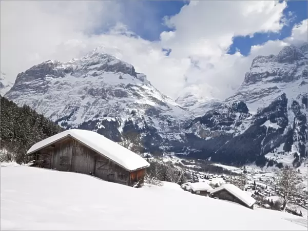 Grindelwald and the Wetterhorn mountain, Jungfrau region, Bernese Oberland