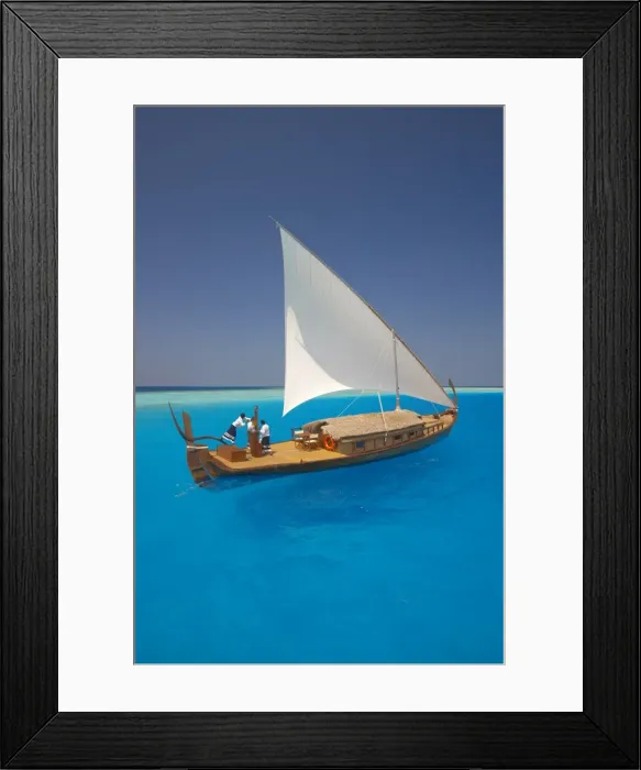 Framed Print : Sailing with traditional dhoni, Maldives, Indian Ocean, Asia Framed Print : Sailing with traditional dhoni, Maldives, Indian Ocean, Asia