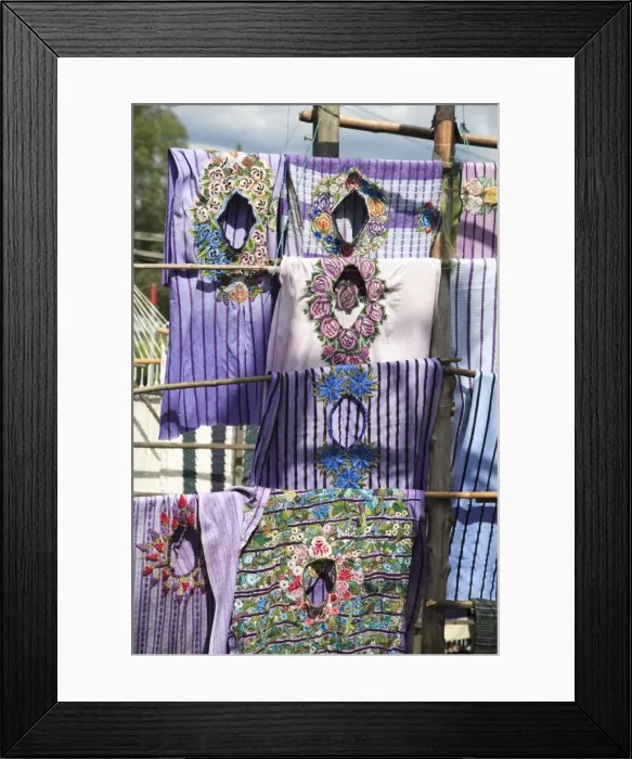 Framed Print : Huipiles (traditional tunics), Santiago Atitlan, Lake Atitlan, Guatemala, Central America