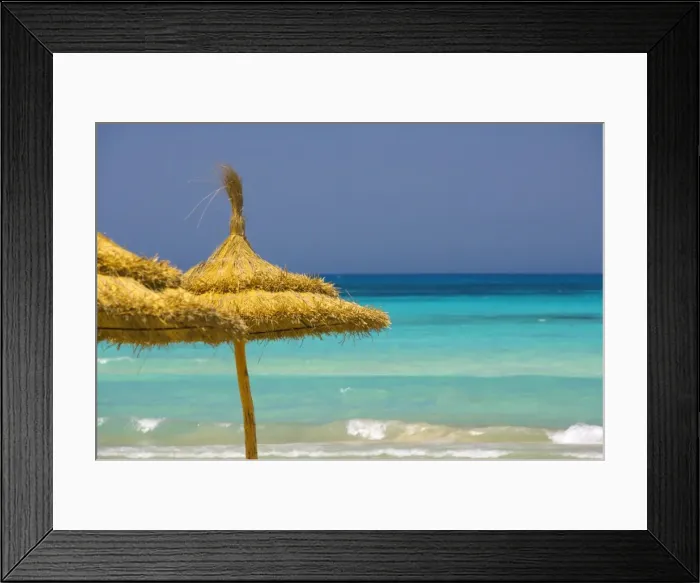Framed Print : Parasols on beach, Rethymno, Crete, Greek Islands, Greece, Europe Framed Print : Parasols on beach, Rethymno, Crete, Greek Islands, Greece, Europe