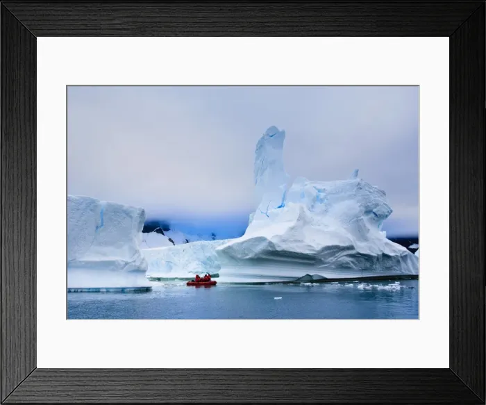 Framed Print : Passengers exploring icebergs near Pl?neau Island, Antarctica, Polar Regions Framed Print : Passengers exploring icebergs near Pl?neau Island, Antarctica, Polar Regions