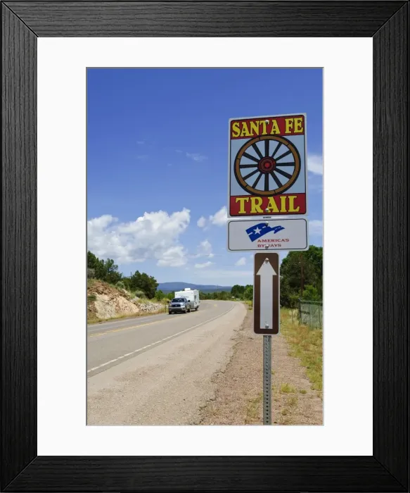 Framed Print : Santa Fe Trail sign near Pecos, New Mexico, United States of America, North America Framed Print : Santa Fe Trail sign near Pecos, New Mexico, United States of America, North America
