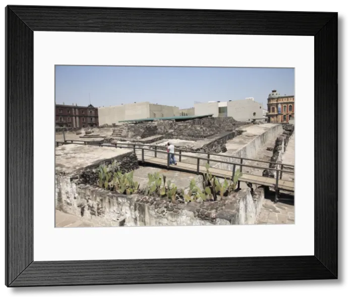 Framed Print : Ruins, Templo Mayor, Aztec temple unearthed in the 1970s, Mexico City, Mexico