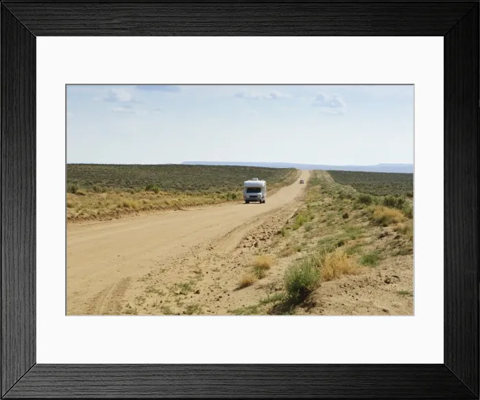 Framed Print : RV in Chaco Culture National Historical Park scenery, New Mexico, United States of America Framed Print : RV in Chaco Culture National Historical Park scenery, New Mexico, United States of America