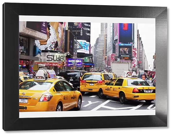 Taxis and traffic in Times Square, Manhattan, New York City, New York, United States of America