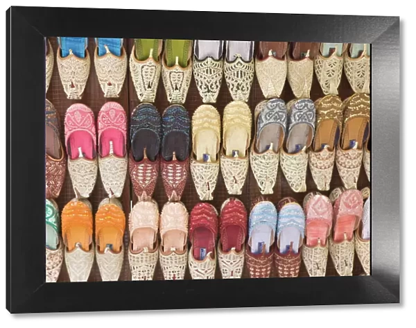 Traditional Arabic curly toed slippers, Deira, Dubai, United Arab Emirates, Middle East