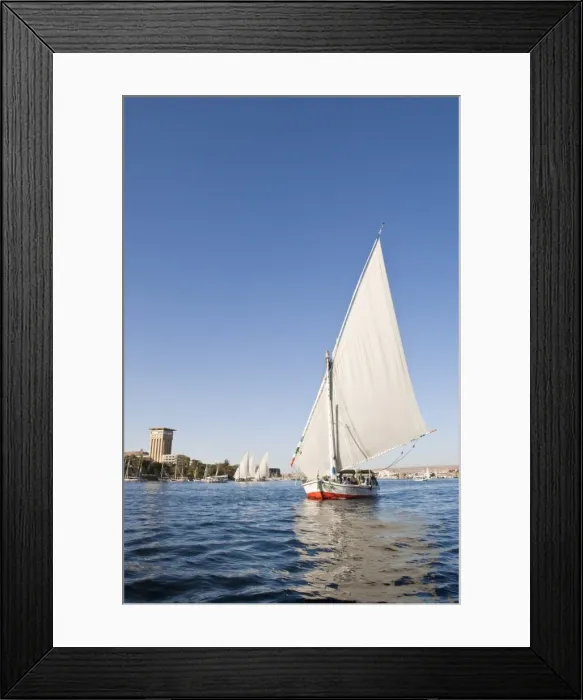 Framed Print : Felucca sailing on the River Nile near Aswan, Egypt, North Africa, Africa Framed Print : Felucca sailing on the River Nile near Aswan, Egypt, North Africa, Africa