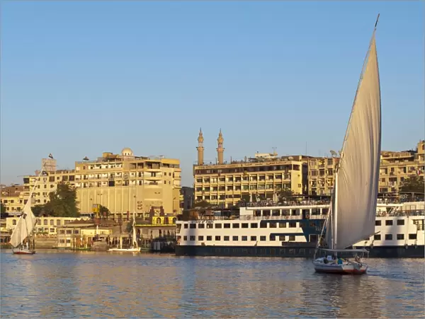Felucca sailing on the River Nile near Aswan, Egypt, North Africa, Africa
