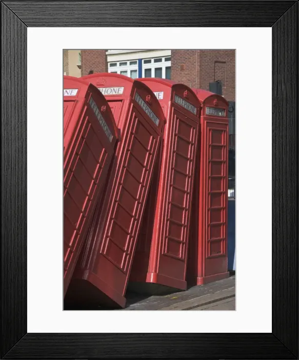 Framed Print : Red telephone box sculpture entitled Out of Order by David Mach, Kingston upon Thames Framed Print : Red telephone box sculpture entitled Out of Order by David Mach, Kingston upon Thames