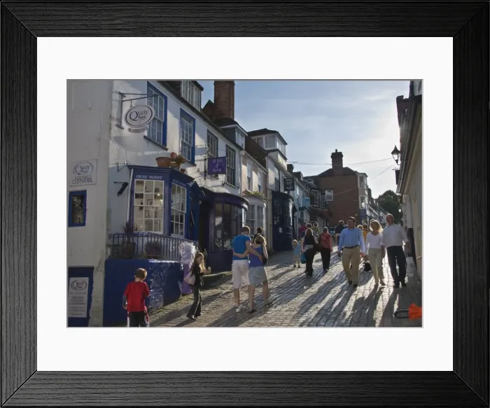 Framed Print : Steep cobbled street in Lymington, Hampsire, England, United Kingdom, Europe