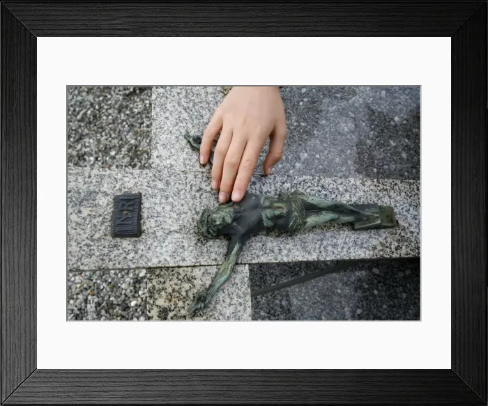 Framed Print : Hand on Cross, Chedde, Haute Savoie, France, Europe Framed Print : Hand on Cross, Chedde, Haute Savoie, France, Europe