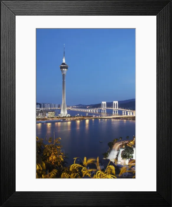 Framed Print : Macau Tower at dusk, Macau, China, Asia Framed Print : Macau Tower at dusk, Macau, China, Asia