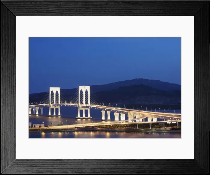 Framed Print : Sai Van bridge at dusk, Macau, China, Asia Framed Print : Sai Van bridge at dusk, Macau, China, Asia
