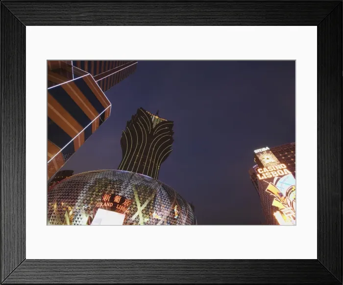 Framed Print : Lights of Grand Lisboa Casino and Bank of China Building, Macau, China, Asia Framed Print : Lights of Grand Lisboa Casino and Bank of China Building, Macau, China, Asia
