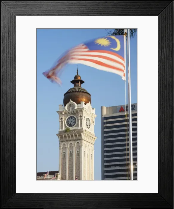 Framed Print : Malaysian flag outside Sultan Abdul Samad Building, Merdeka Square, Kuala Lumpur