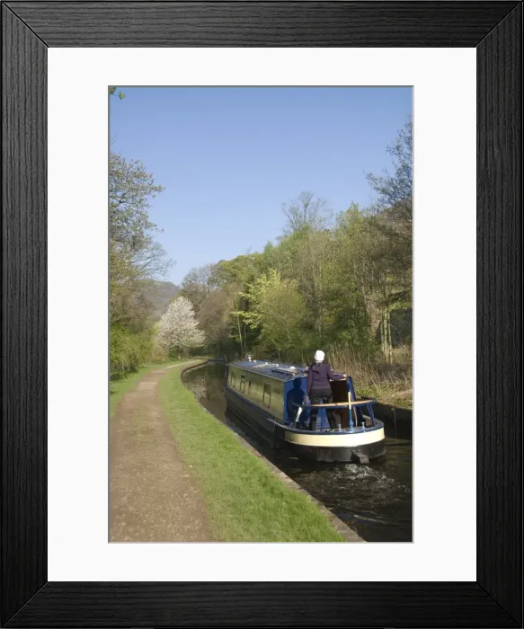 Framed Print : A cruising narrow boat on the Llangollen Canal, Wales, United Kingdom, Europe Framed Print : A cruising narrow boat on the Llangollen Canal, Wales, United Kingdom, Europe