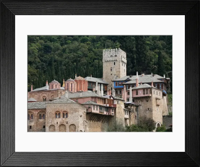 Framed Print : Dokhiariou Monastery on Mount Athos, Mount Athos, UNESCO World Heritage Site Framed Print : Dokhiariou Monastery on Mount Athos, Mount Athos, UNESCO World Heritage Site