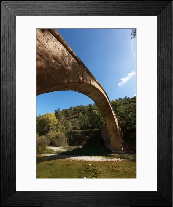 Framed Print : Traditional medieval packhorse bridge near Barbastro, south of the Sierra de Guara mountains Framed Print : Traditional medieval packhorse bridge near Barbastro, south of the Sierra de Guara mountains