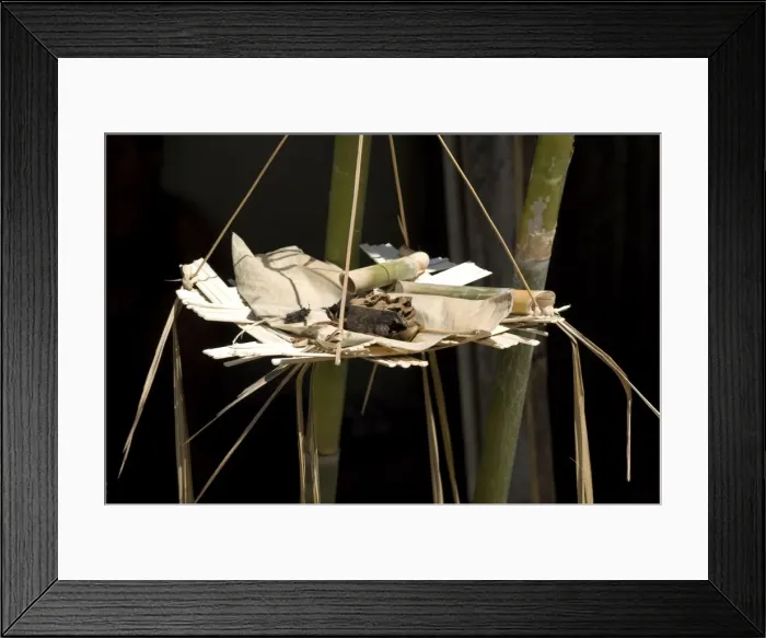 Framed Print : Typical offerings left at the entrance to longhouse to ward off evil spirits Framed Print : Typical offerings left at the entrance to longhouse to ward off evil spirits