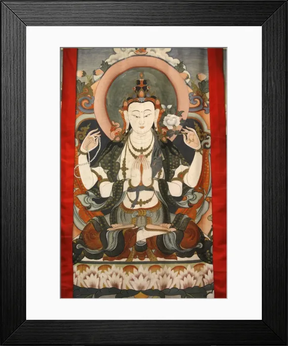 Framed Print : Tchenrezig thangka at Vajradhara-Ling, Aubry-le-Panthou, Orne, France, Europe Framed Print : Tchenrezig thangka at Vajradhara-Ling, Aubry-le-Panthou, Orne, France, Europe