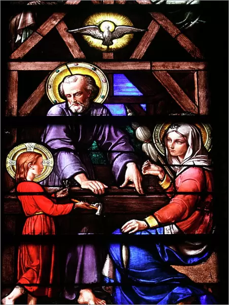 Stained glass window of the Holy Family, Our Lady of Geneva basilica, Geneva