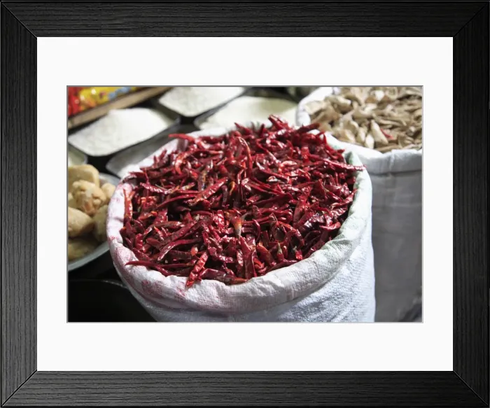 Framed Print : Red chillies for sale, Old Delhi, India, Asia
