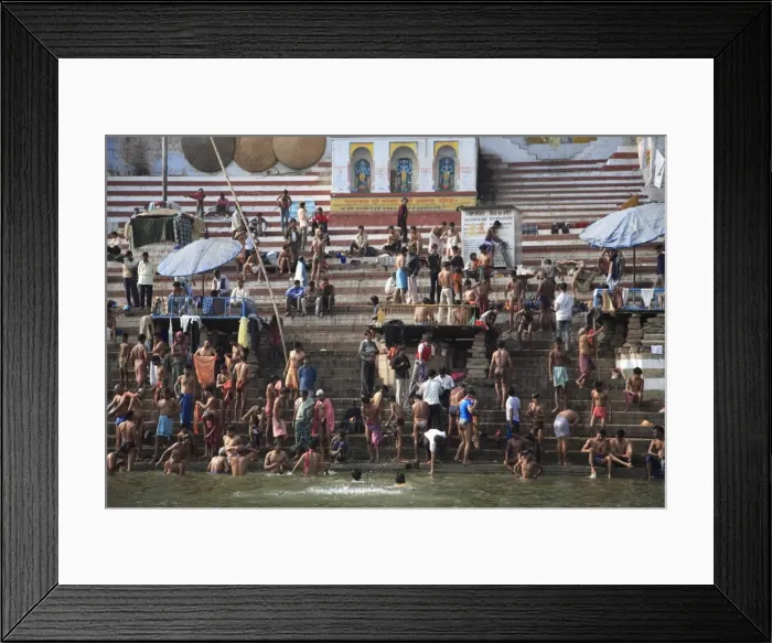 Framed Print : Hindu pilgrims take part in ritual bathing, Ganges River, Varanasi, Uttar Pradesh Framed Print : Hindu pilgrims take part in ritual bathing, Ganges River, Varanasi, Uttar Pradesh
