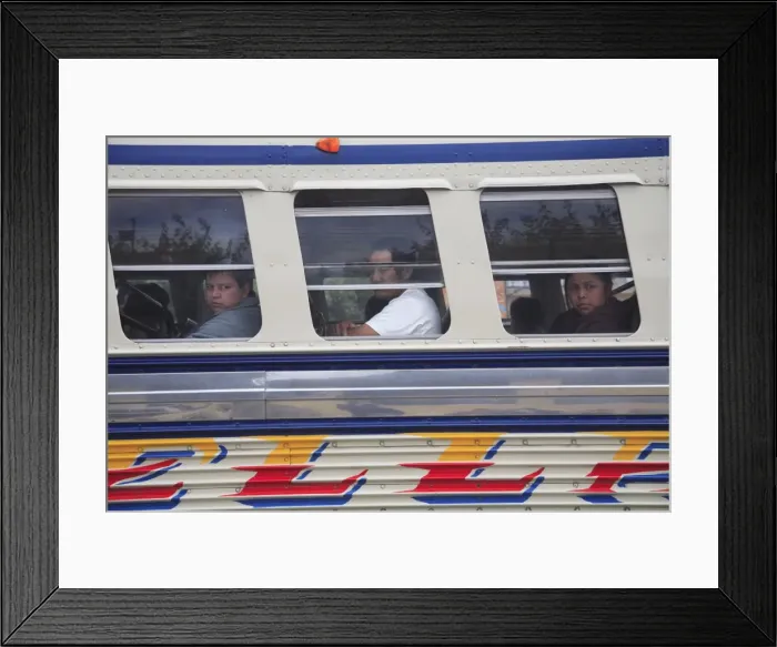 Framed Print : Public bus, Antigua, Guatemala, Central America Framed Print : Public bus, Antigua, Guatemala, Central America