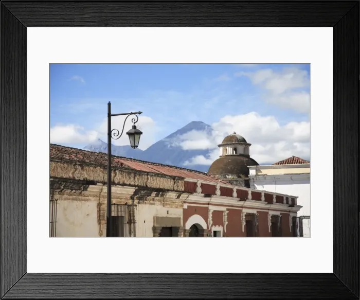 Framed Print : Volcano, Vulcan Agua and colonial architecture, Antigua, UNESCO World Heritage Site Framed Print : Volcano, Vulcan Agua and colonial architecture, Antigua, UNESCO World Heritage Site