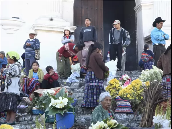 Flower sellers on the steps of Iglesia De Santo Tomas (Santo Tomas Church)