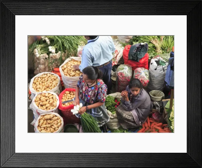 Framed Print : Produce market, Chichicastenango, Guatemala, Central America Framed Print : Produce market, Chichicastenango, Guatemala, Central America