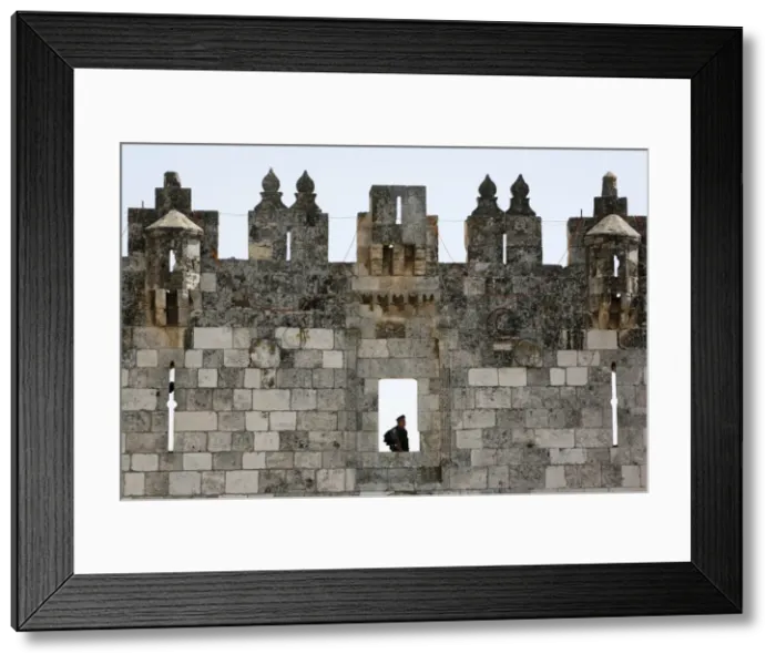 Framed Print : Israeli soldier at Damascus Gate, Jerusalem, Israel, Middle East