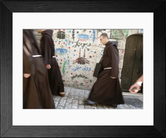Framed Print : Franciscan monks in Old City, Jerusalem, Israel, Middle East Framed Print : Franciscan monks in Old City, Jerusalem, Israel, Middle East