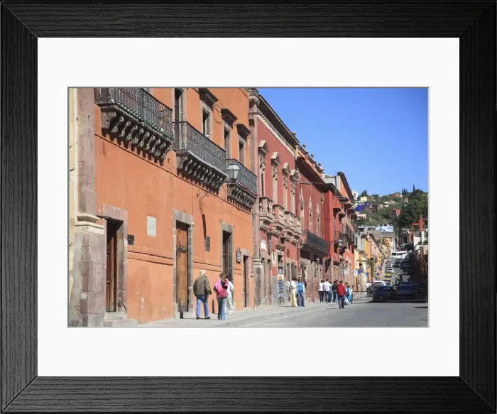 Framed Print : Street scene with colonial architecture, San Miguel de Allende, San Miguel Framed Print : Street scene with colonial architecture, San Miguel de Allende, San Miguel