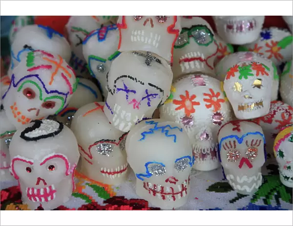 Sugar candy skulls, Day of the Dead, Patzcuaro, Michoacan state, Mexico, North America