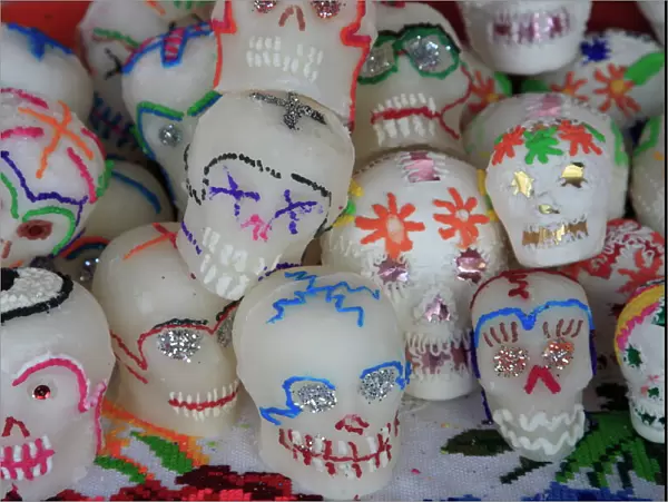 Sugar candy skulls, Day of the Dead, Patzcuaro, Michoacan state, Mexico, North America