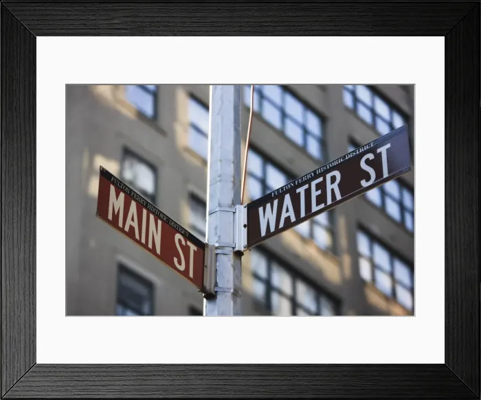Framed Print : Fulton Ferry Historic District street signs, DUMBO, Brooklyn, New York City Framed Print : Fulton Ferry Historic District street signs, DUMBO, Brooklyn, New York City