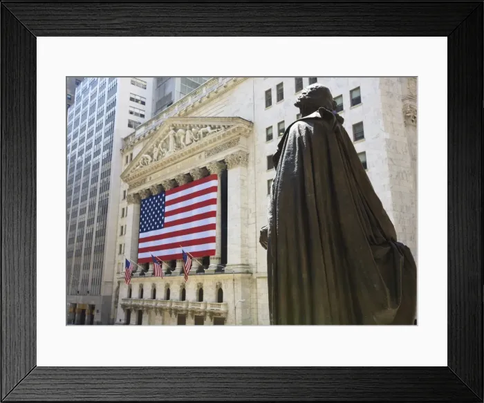 Framed Print : Statue of George Washington in front of the Federal Building and the New York Stock Exchange Framed Print : Statue of George Washington in front of the Federal Building and the New York Stock Exchange