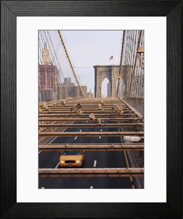 Framed Print : Taxi crossing Brooklyn Bridge, New York City, New York, United States of America Framed Print : Taxi crossing Brooklyn Bridge, New York City, New York, United States of America