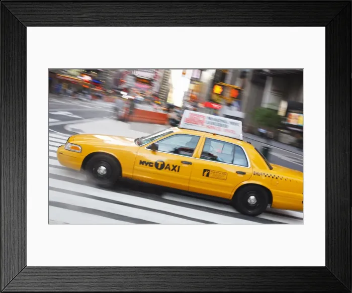 Framed Print : Taxi in Times Square, Manhattan, New York City, New York, United States of America Framed Print : Taxi in Times Square, Manhattan, New York City, New York, United States of America