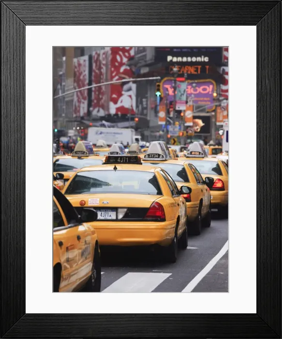 Framed Print : Taxis and traffic in Times Square, Manhattan, New York City, New York, United States of America Framed Print : Taxis and traffic in Times Square, Manhattan, New York City, New York, United States of America