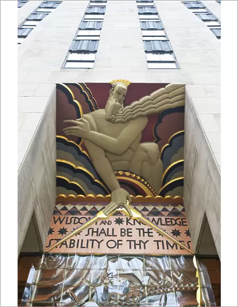 Wisdom by Lee Lawrie, part of the artwork that decorates the facade of the Rockefeller Center