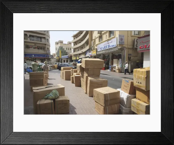 Framed Print : Goods stacked on the sidewalk, Deira, Dubai, United Arab Emirates, Middle East Framed Print : Goods stacked on the sidewalk, Deira, Dubai, United Arab Emirates, Middle East