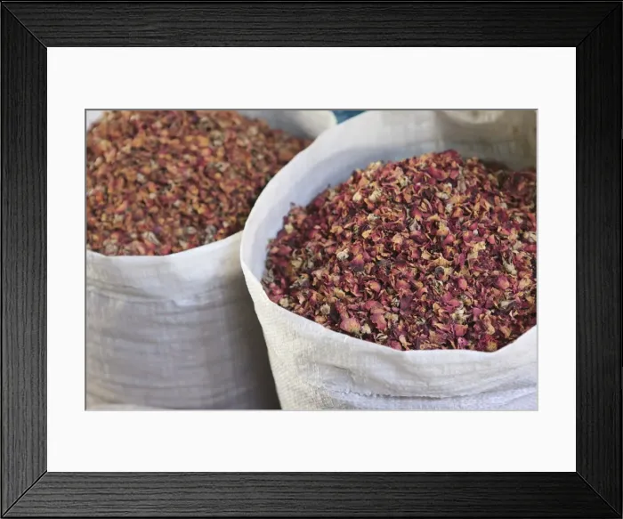 Framed Print : Dried rose petals for sale in the Spice Souk, Deira, Dubai, United Arab Emirates Framed Print : Dried rose petals for sale in the Spice Souk, Deira, Dubai, United Arab Emirates