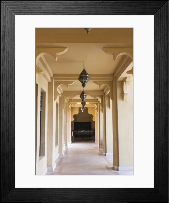 Framed Print : Elegant Moorish architecture, the Madinat Jumeirah Hotel, Jumeirah Beach