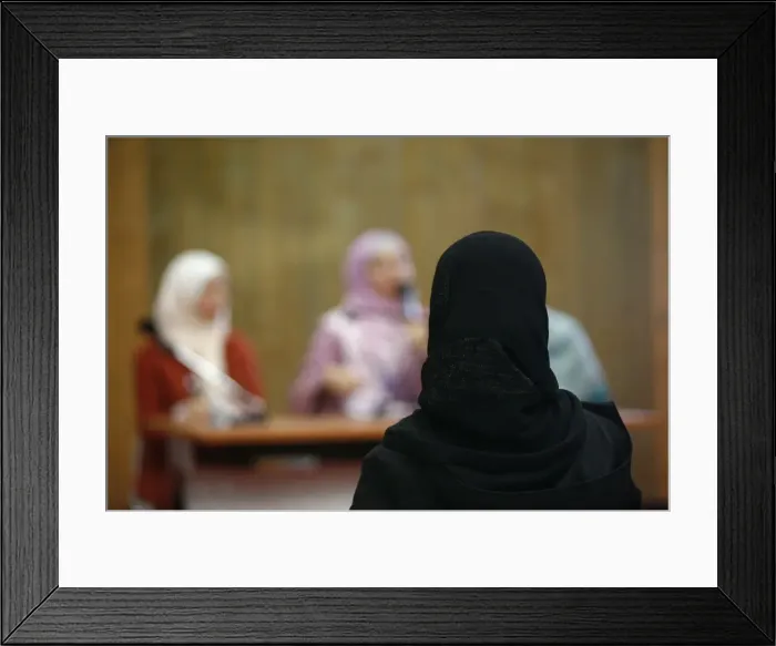 Framed Print : Veiled women at U. O. I. F. annual meeting, Paris, France, Europe Framed Print : Veiled women at U. O. I. F. annual meeting, Paris, France, Europe